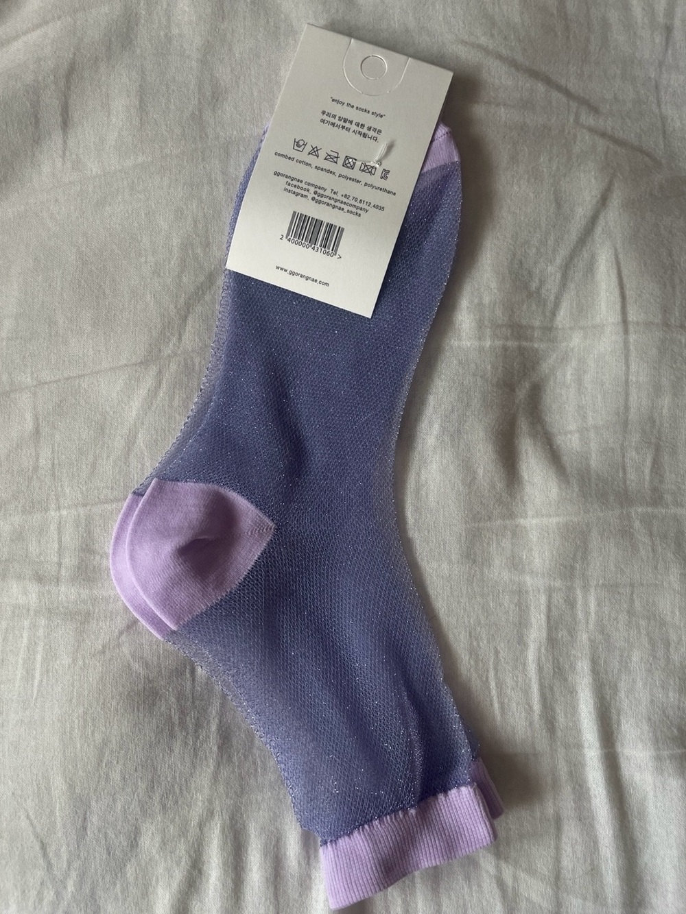 Lavender Sheer Ankle Socks NWT - Picture 2 of 2